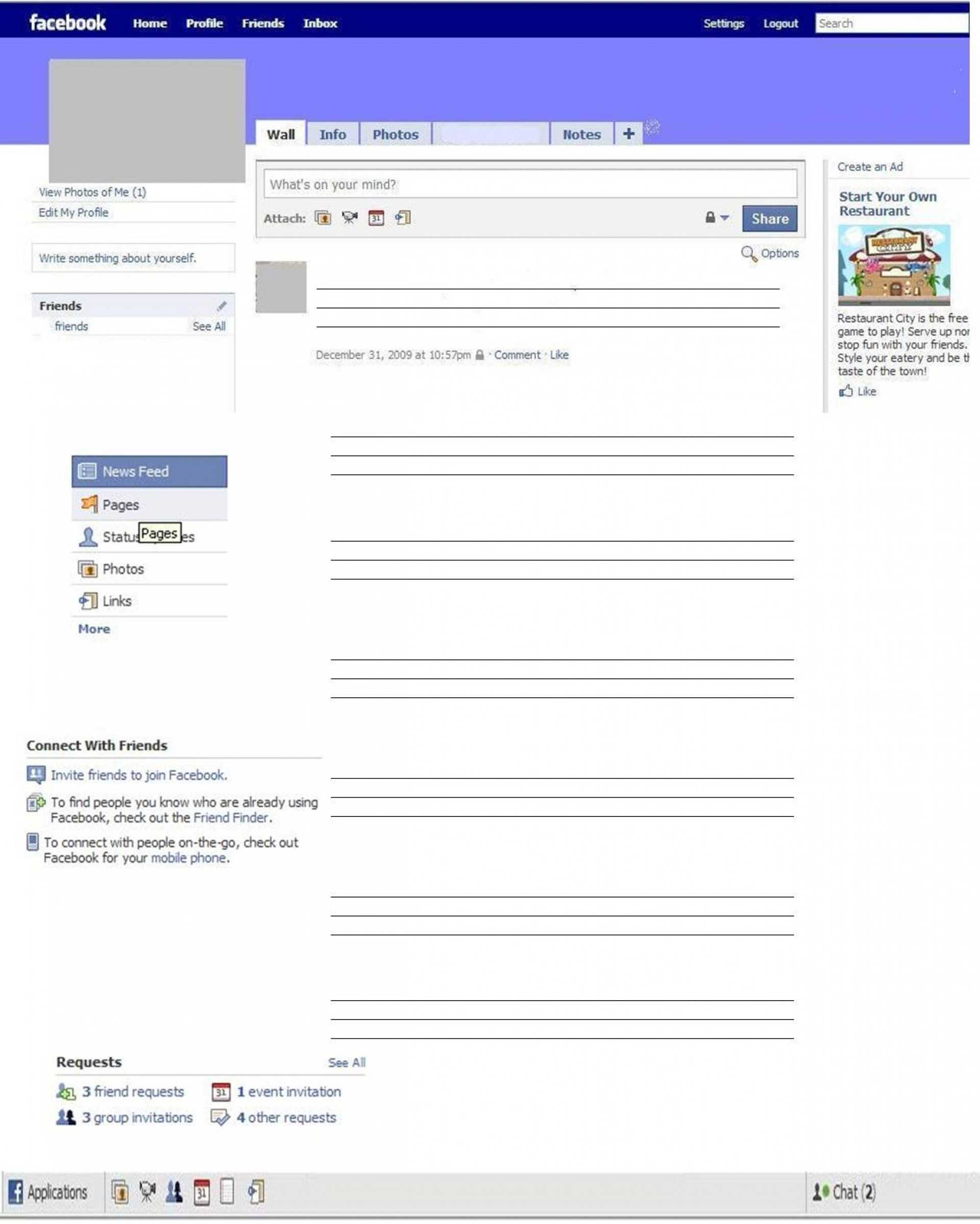 036 Facebook Profile Page Template Incredible Ideas Fb Html5 Inside Html5 Blank Page Template