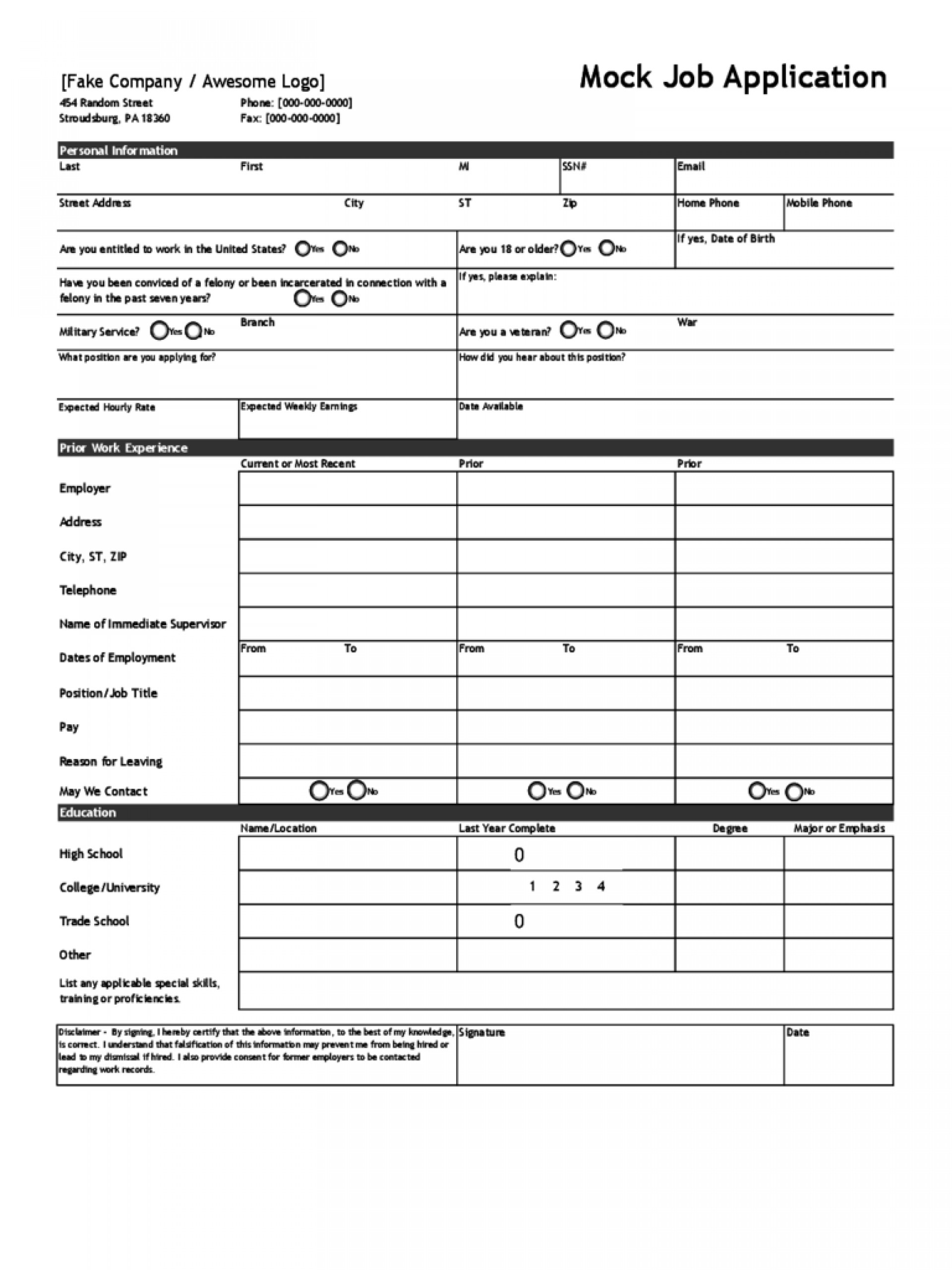 036 Free Job Application Template Of Employment Form With Regard To Job Application Template Word Document