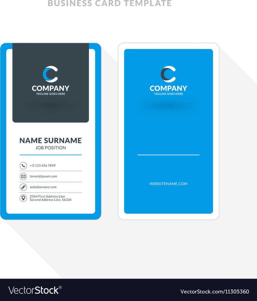036 Vertical Double Sided Business Card Template Blue Intended For Double Sided Business Card Template Illustrator
