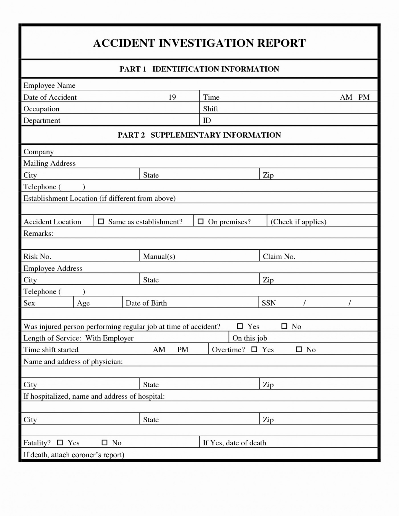 037 Template Ideas Incident Report Format Word Hospital Form Regarding Sample Fire Investigation Report Template