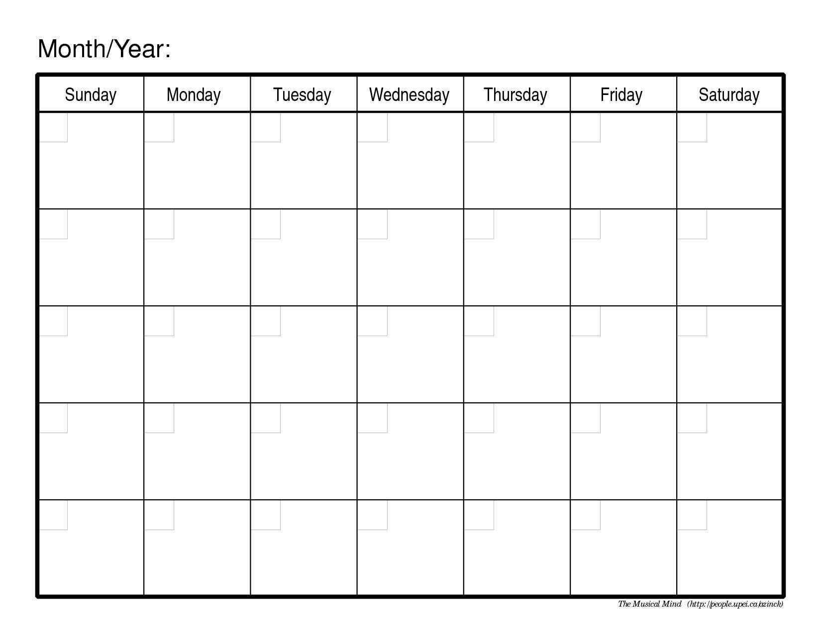 1 Month Calendar Printable Blank | Example Calendar Printable Inside Blank One Month Calendar Template