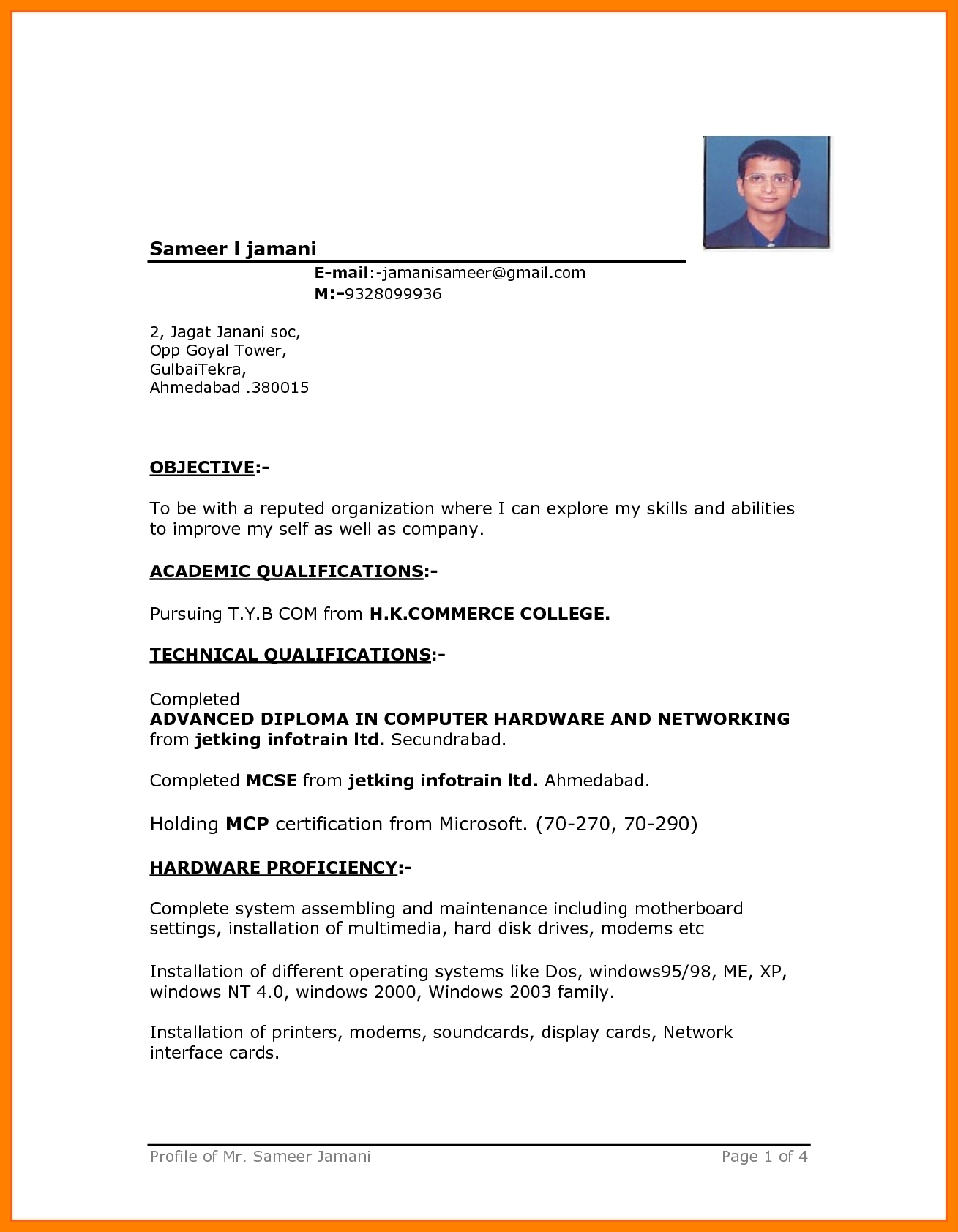 11+ Free Simple Resume Format Download | Marlows Jewellers With Simple Resume Template Microsoft Word