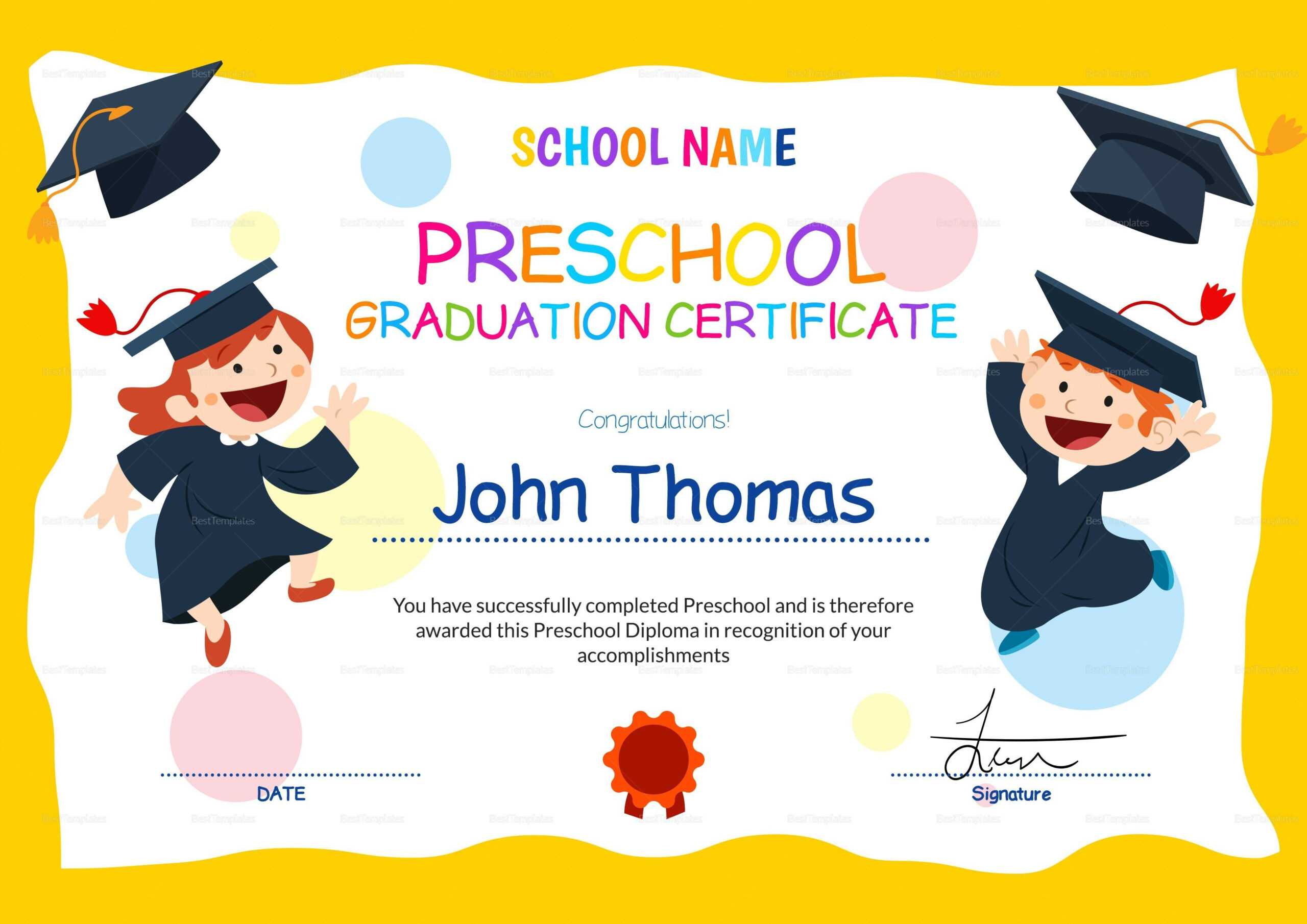 11+ Preschool Certificate Templates – Pdf | Free & Premium Intended For Free Printable Certificate Templates For Kids
