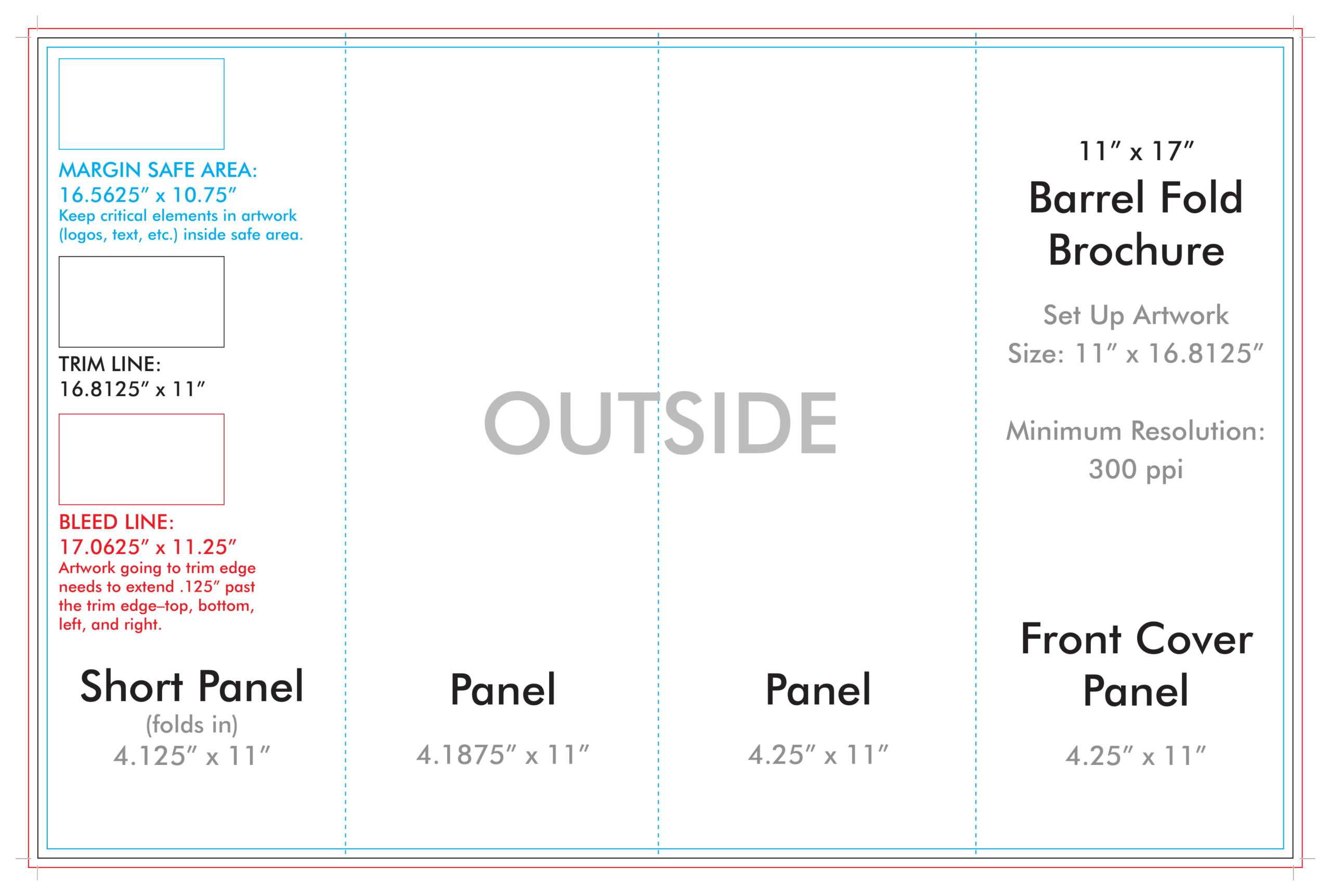 11" X 17" Barrel Fold Brochure Template – U.s. Press For 11X17 Brochure Template