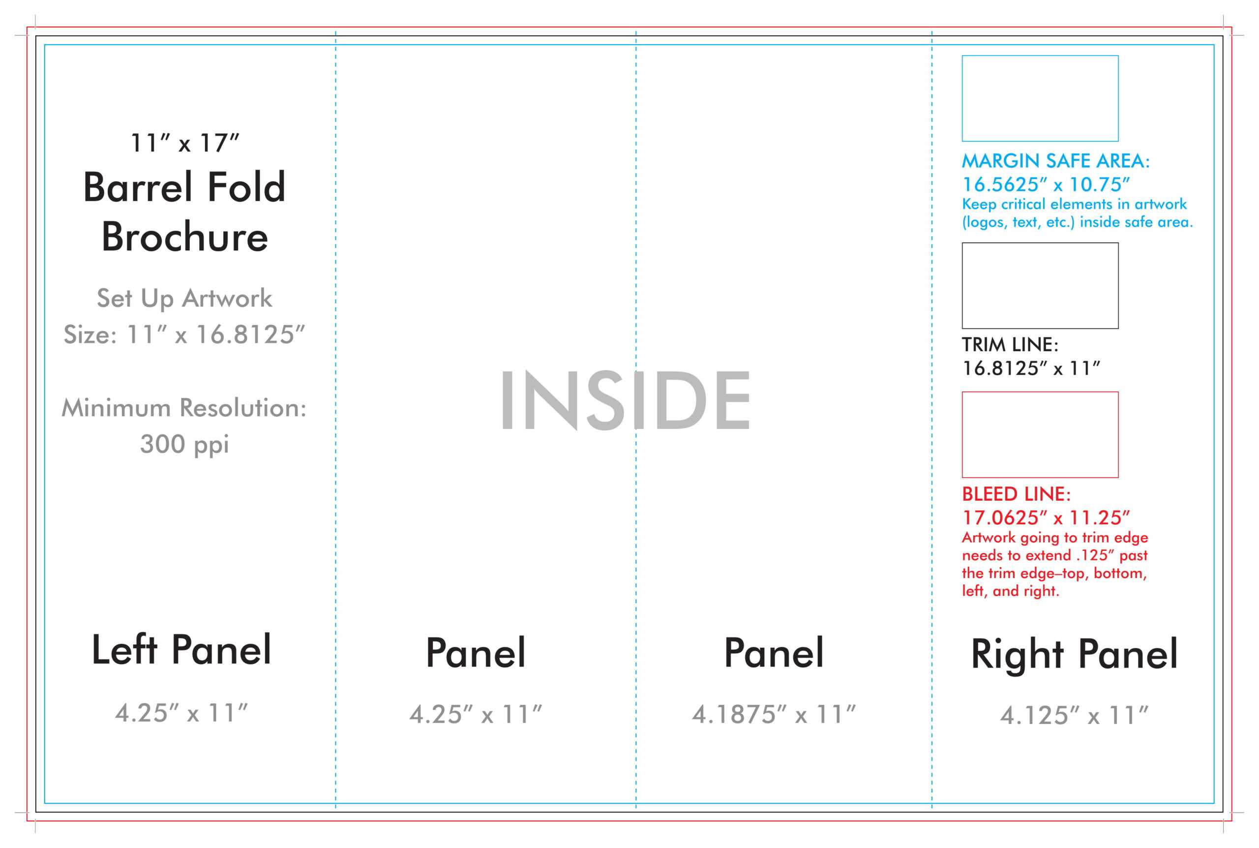 11" X 17" Barrel Fold Brochure Template – U.s. Press Within 4 Fold Brochure Template