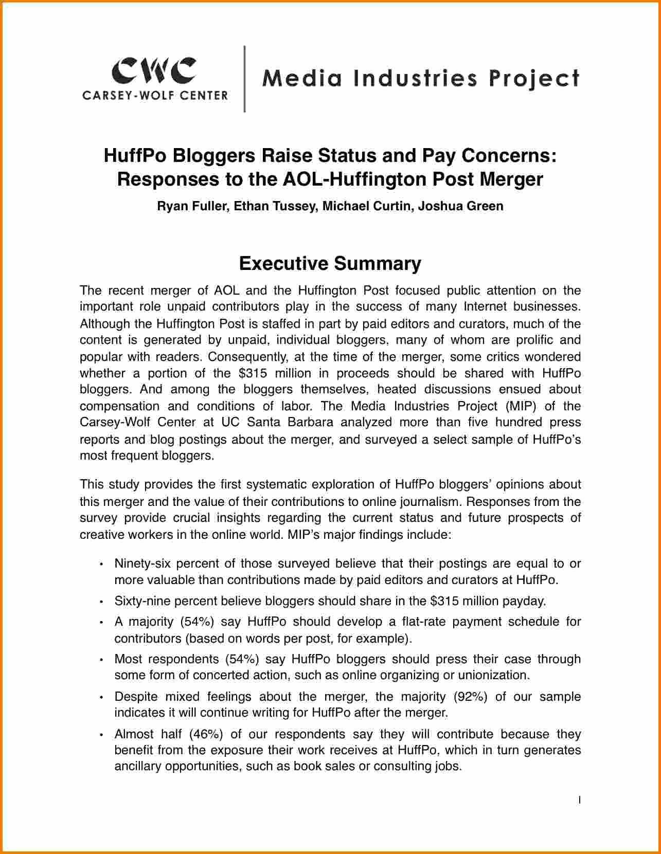 12 Example Of Executive Summary For A Report | Resume Letter Intended For Template For Summary Report