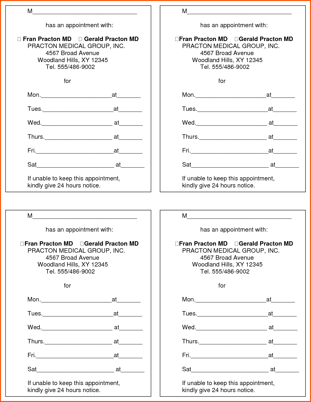 13+ Appointment Cards Template | Survey Template Words In Medical Appointment Card Template Free