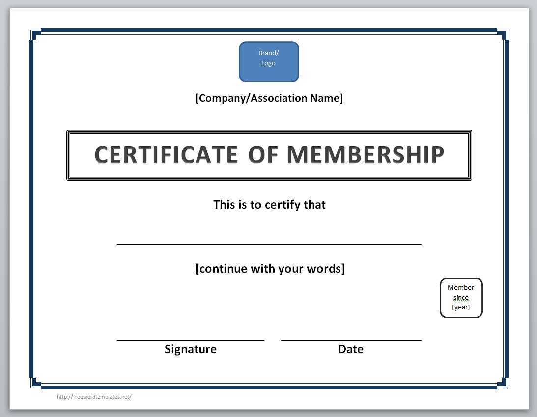 13 Free Certificate Templates For Word » Officetemplate Inside New Member Certificate Template