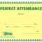 14 Images Of Sunday School Attendance Certificate Template Pertaining To Perfect Attendance Certificate Template