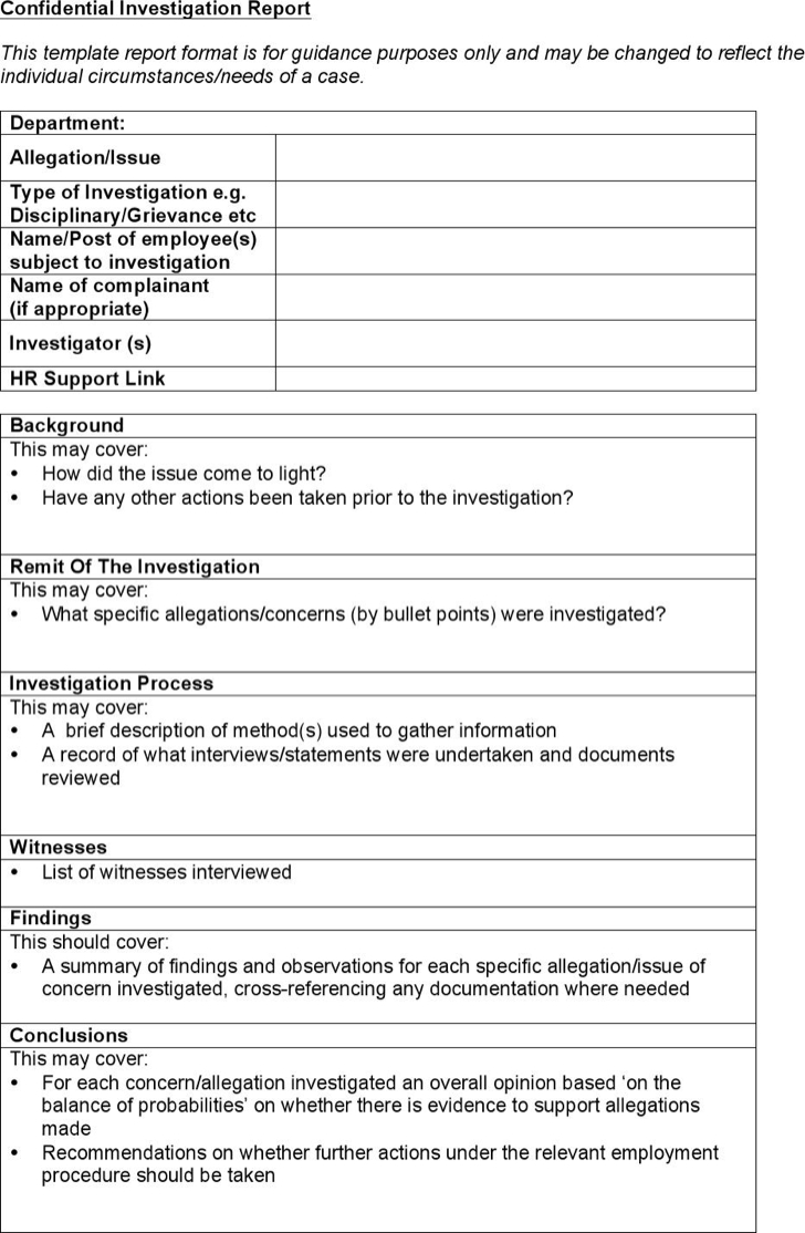 15 Images Of Hr Investigation Summary Template | Vanscapital With Regard To Workplace Investigation Report Template