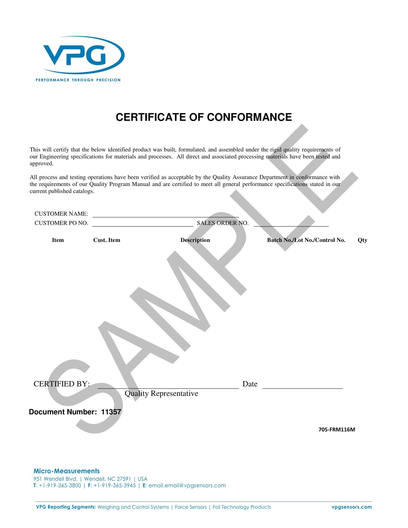 16+ Certificate Of Conformance Example – Pdf, Word, Ai In Certificate Of Conformity Template
