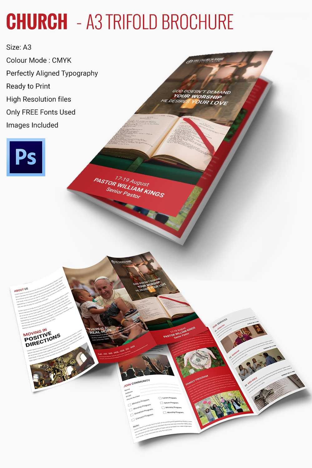 16+ Popular Church Brochure Templates – Ai,psd, Docs, Pages Regarding Free Church Brochure Templates For Microsoft Word