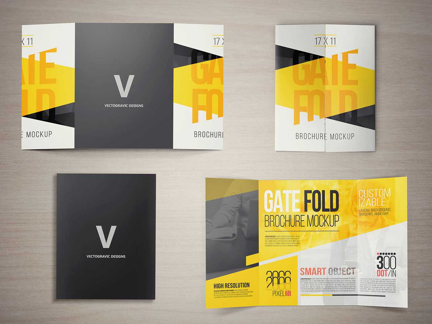 17 X 11 Gate Fold Brochure Mockup On Behance Throughout Gate Fold Brochure Template