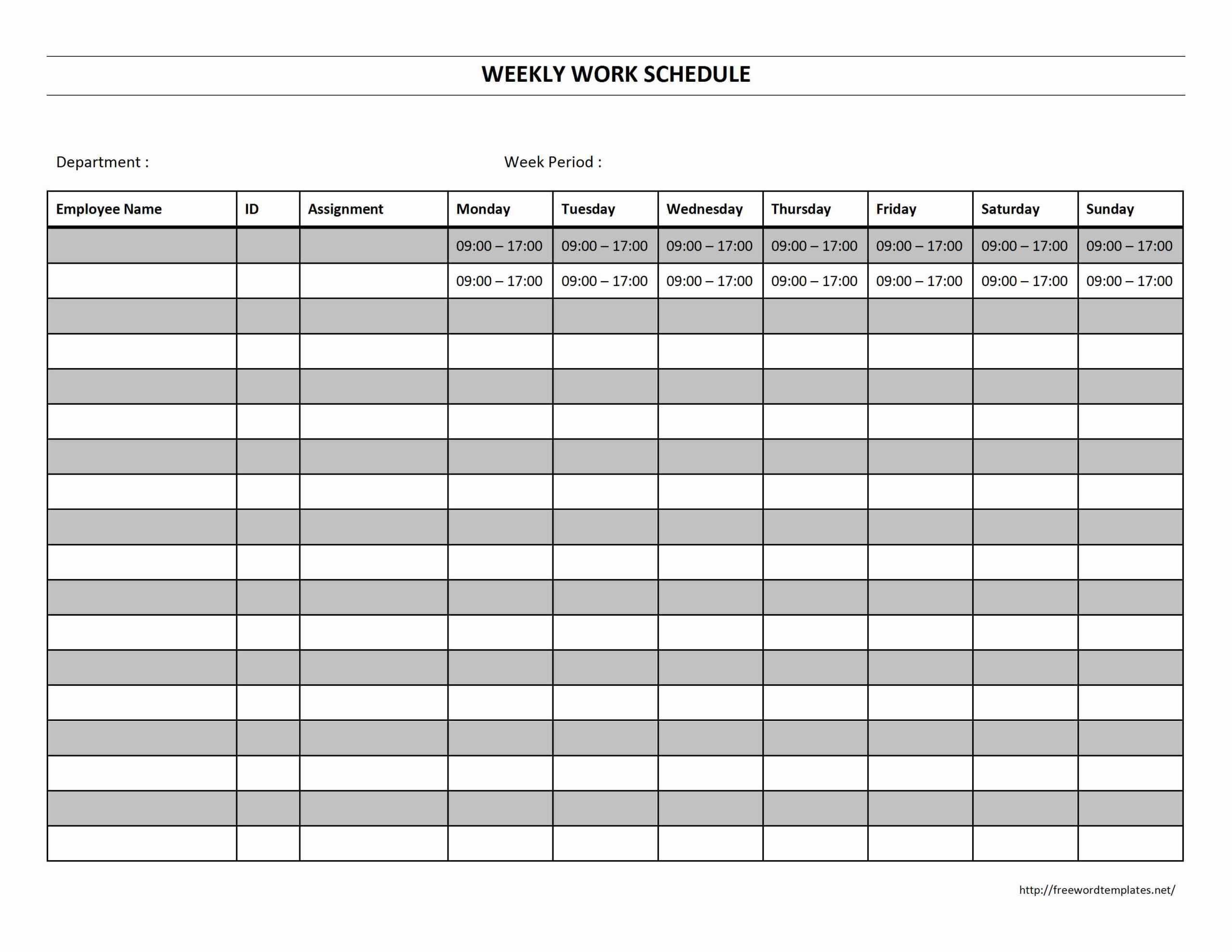 18 Blank Weekly Employee Schedule Template Images – Blank Regarding Blank Monthly Work Schedule Template