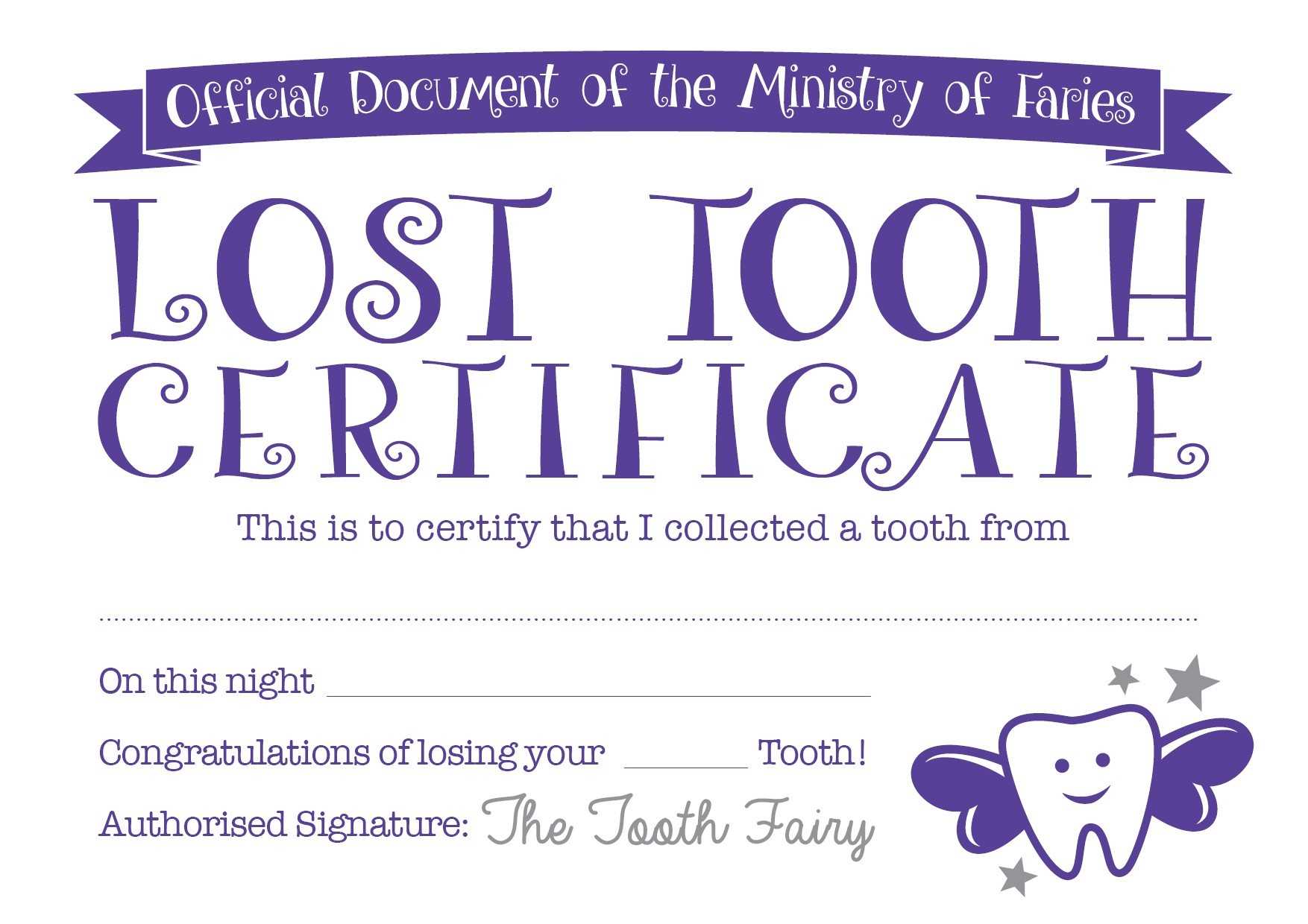 18 Genuine Letters From Tooth Fairy Template With Regard To Free Tooth Fairy Certificate Template