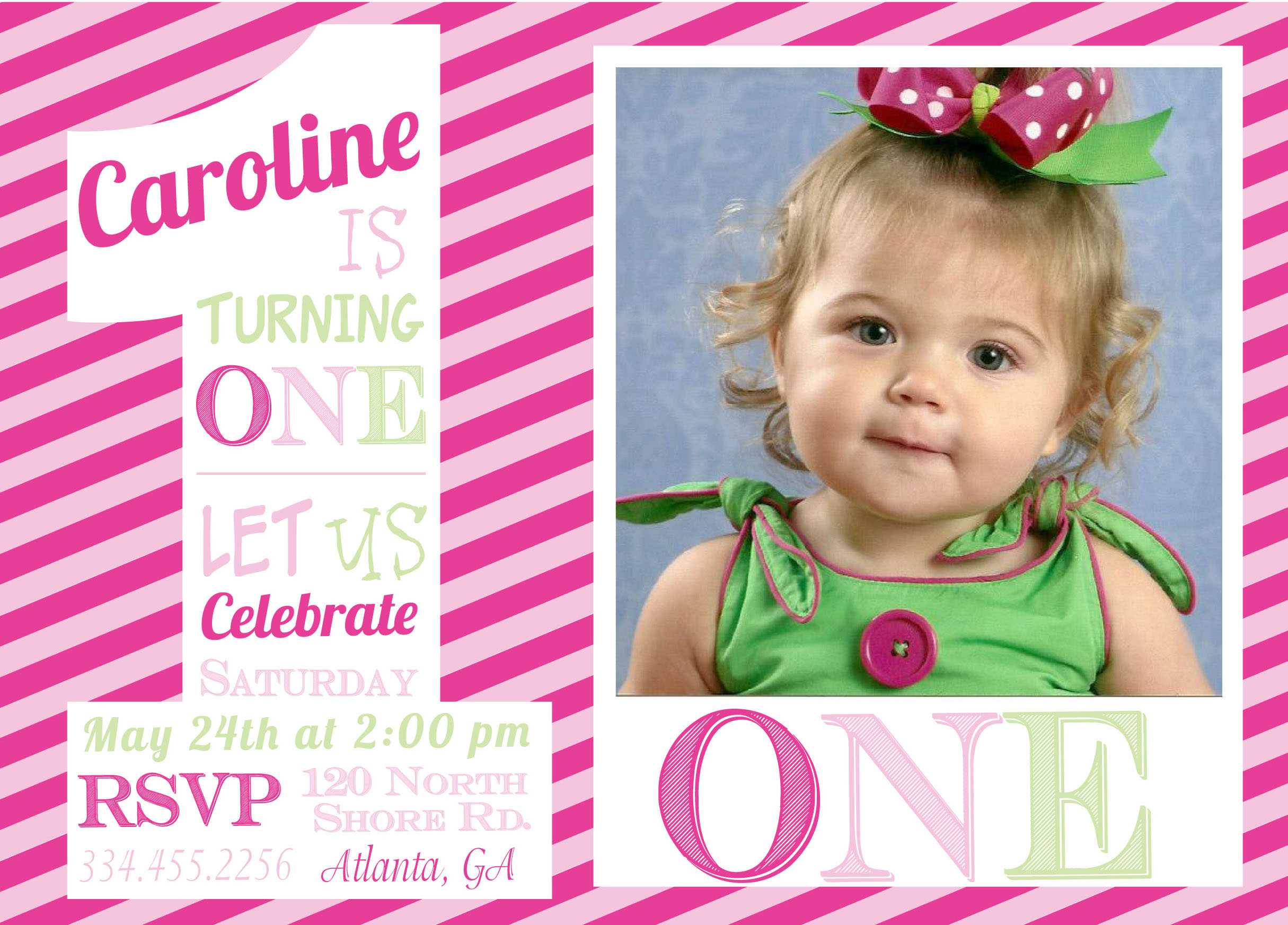 1St Birthday Invitations Girl Free Template : First Birthday In First Birthday Invitation Card Template