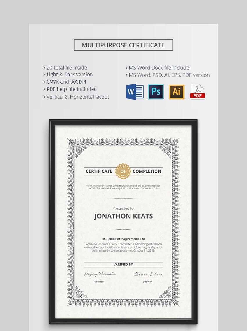 20 Best Free Microsoft Word Certificate Templates (Downloads Regarding Scholarship Certificate Template Word