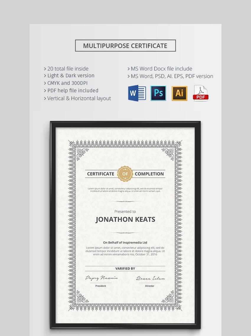 20 Best Free Microsoft Word Certificate Templates (Downloads With Indesign Certificate Template