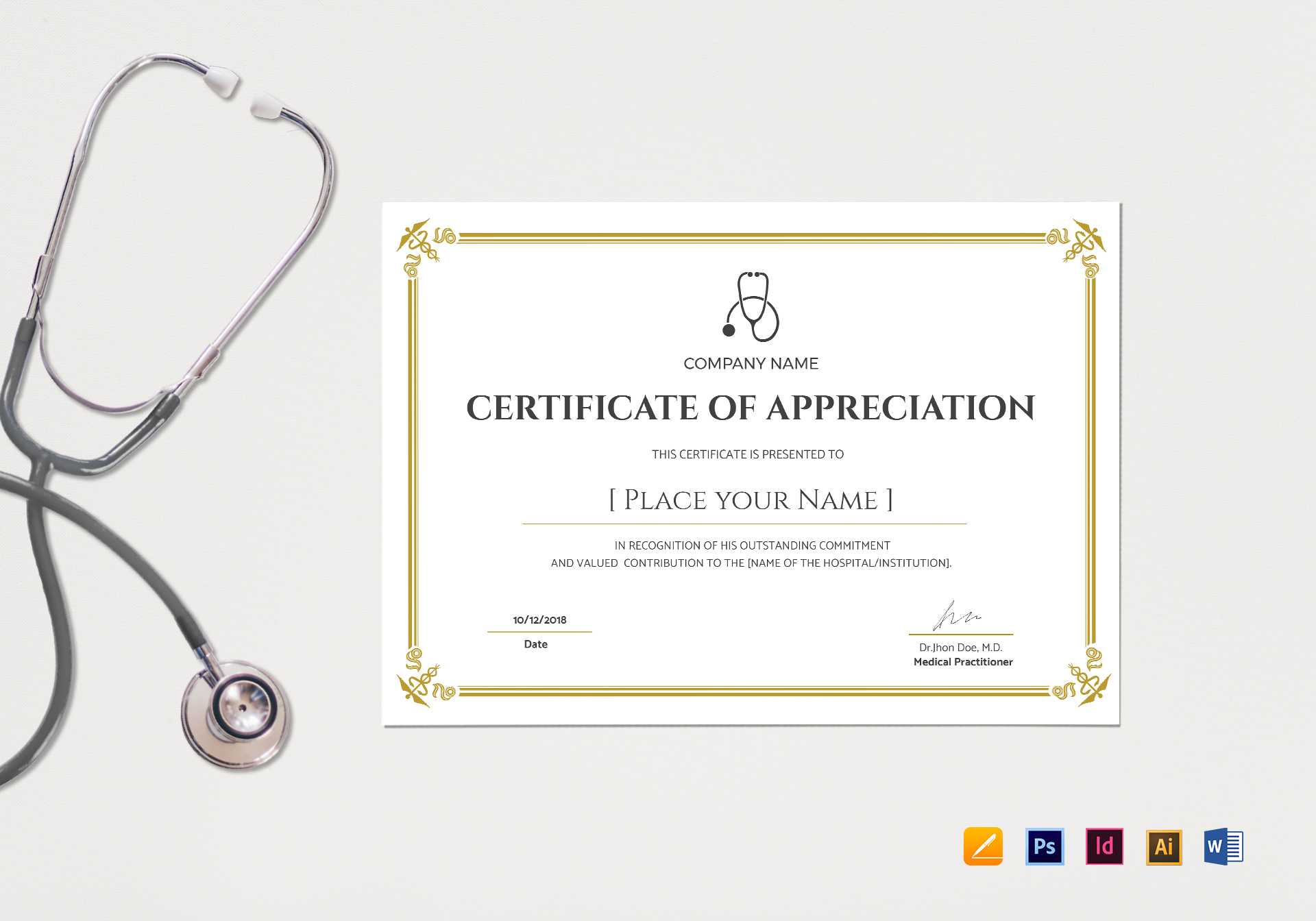 20+ Doctor Certificates Template | Sowtemplate Pertaining To Mock Certificate Template