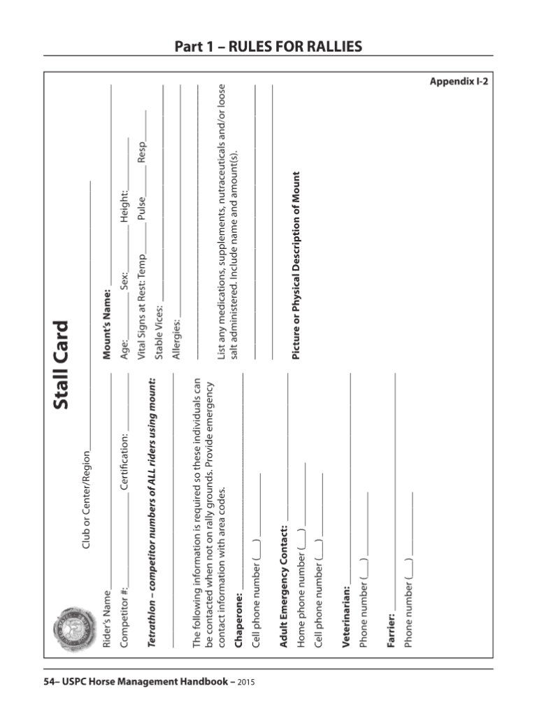 Horse Stall Card Template