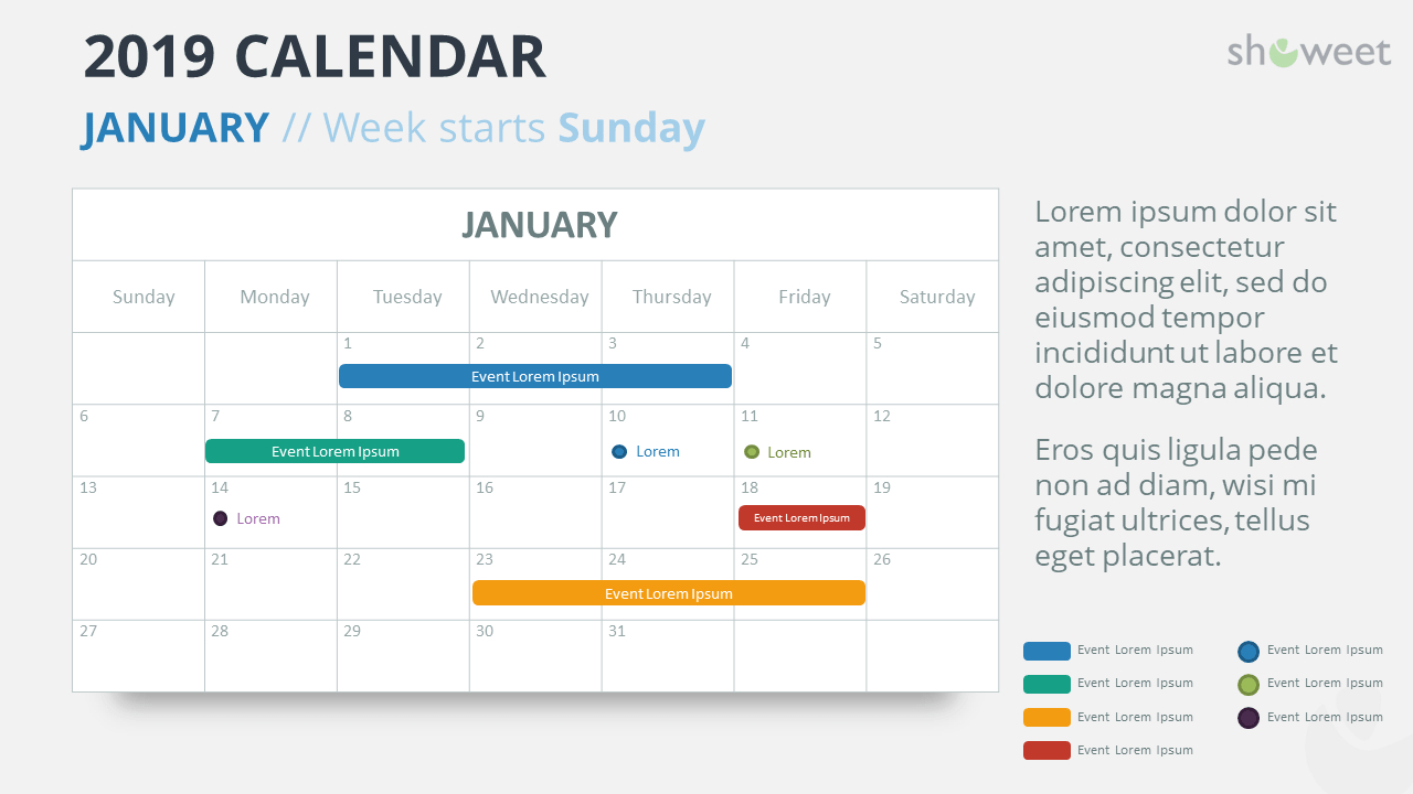 2019 Calendar Powerpoint Templates Within Microsoft Powerpoint Calendar Template