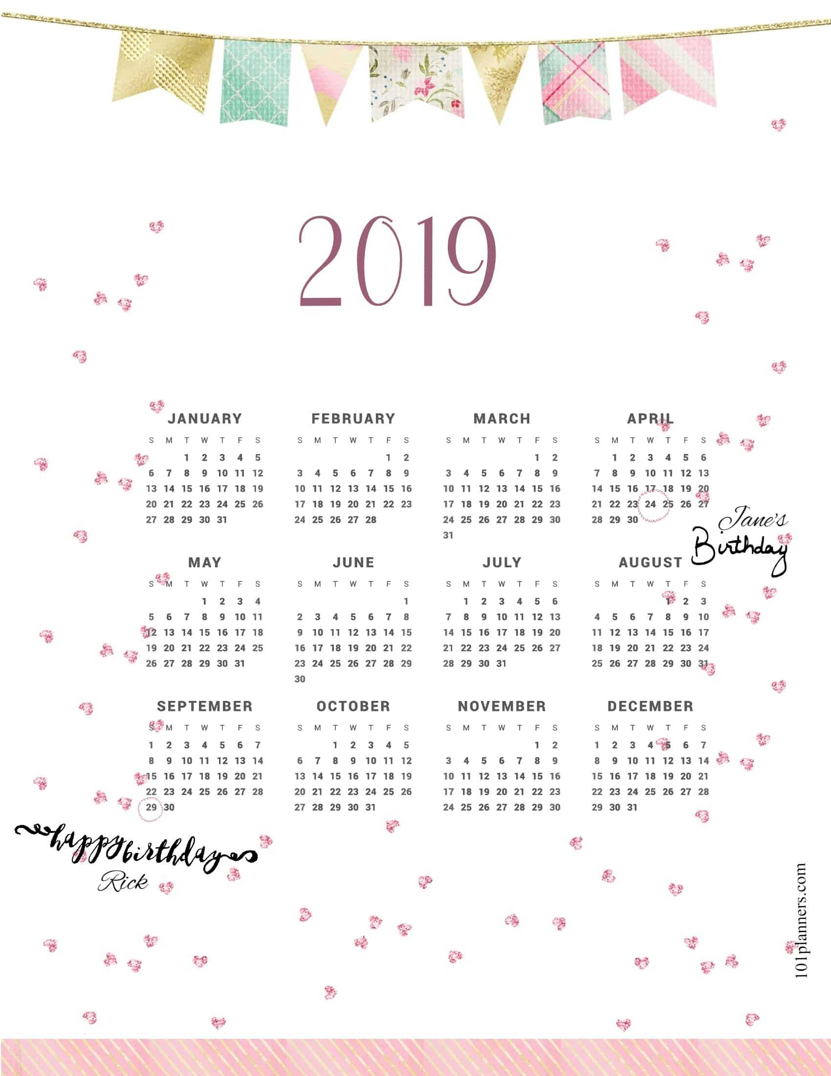 2019 Calendar With Regard To Month At A Glance Blank Calendar Template