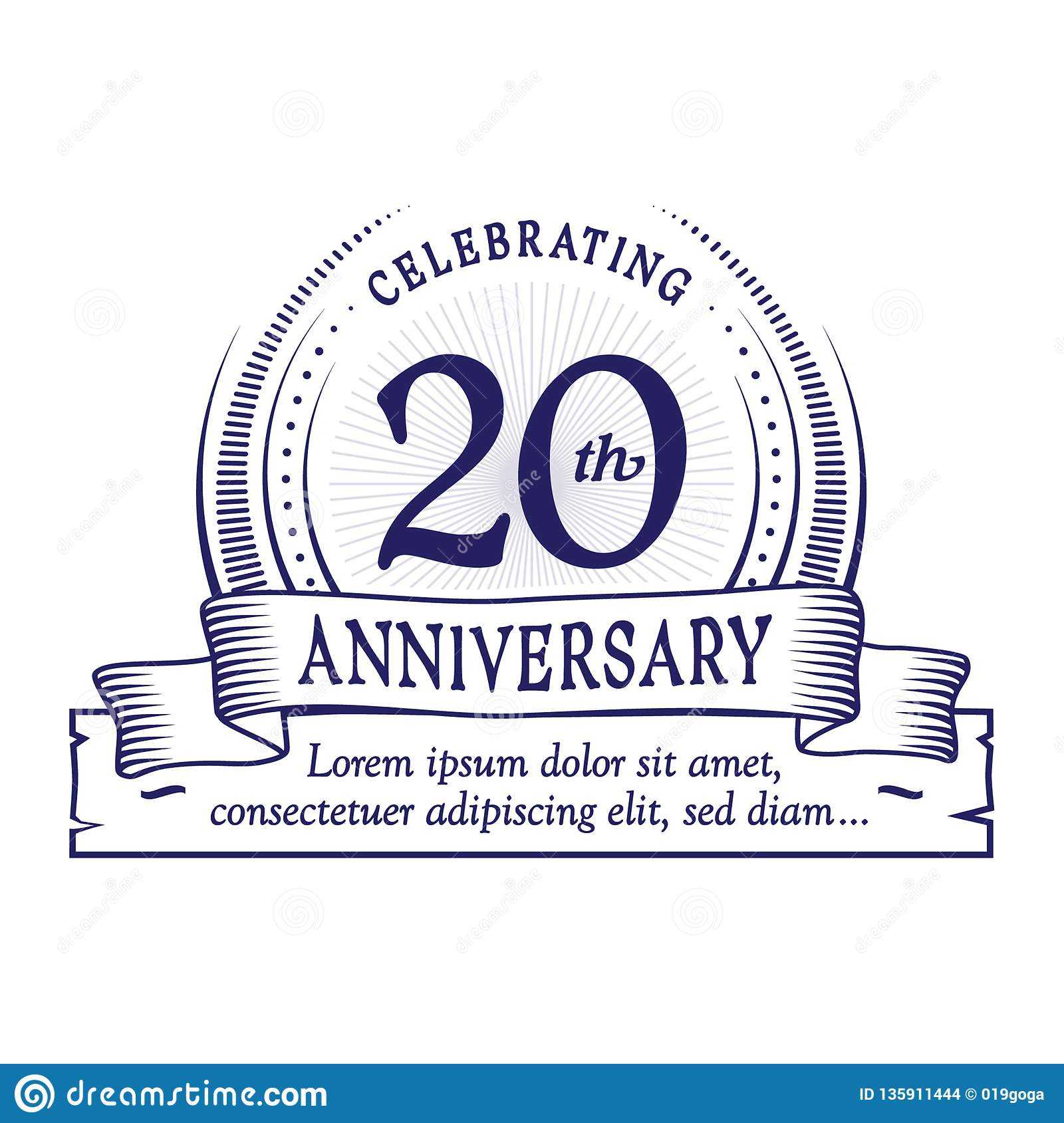 20Th Anniversary Design Template. 20 Years Logo. Twenty Pertaining To Anniversary Certificate Template Free