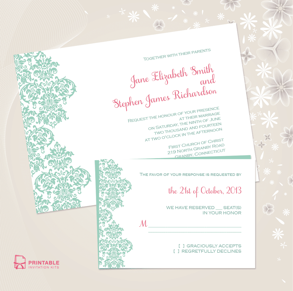 25 Free Printable Wedding Invitations Intended For Free Printable Wedding Rsvp Card Templates