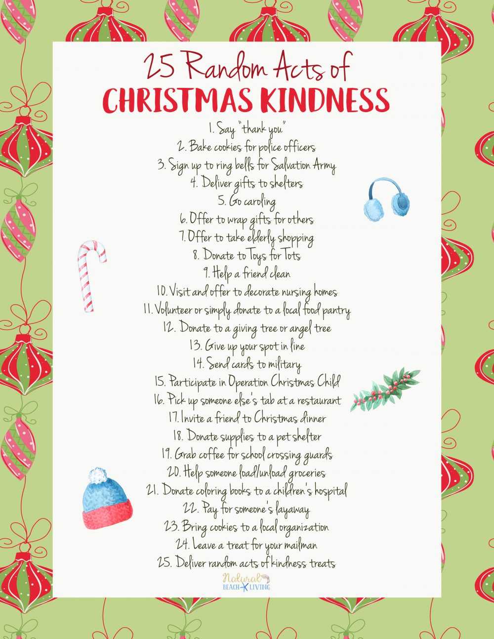 25 Random Acts Of Christmas Kindness Printable – Natural With Random Acts Of Kindness Cards Templates
