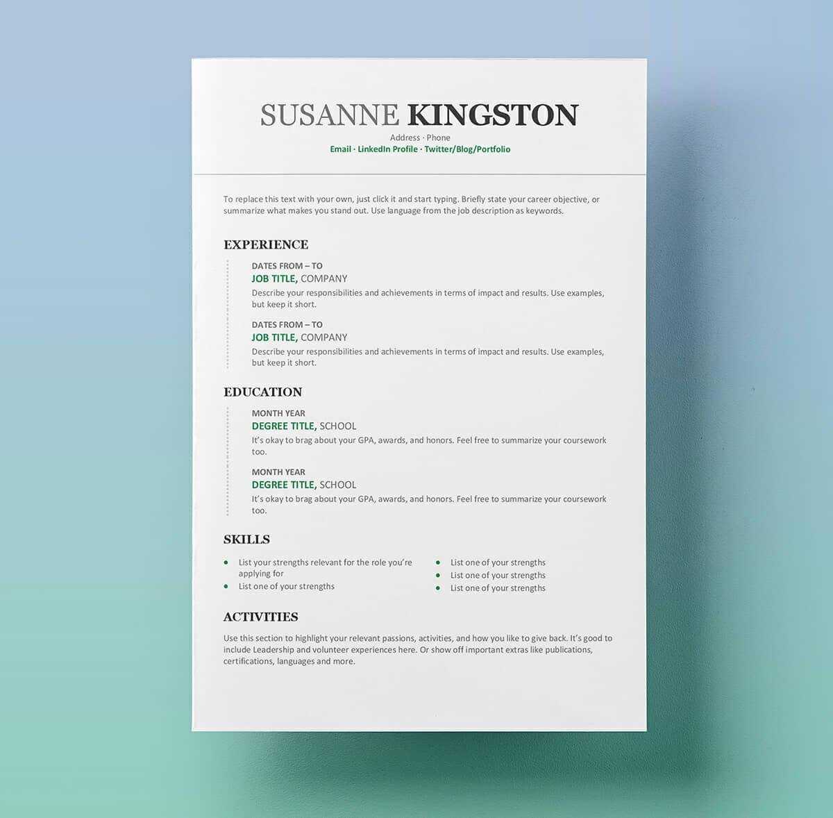 25 Resume Templates For Microsoft Word [Free Download] Intended For How To Get A Resume Template On Word