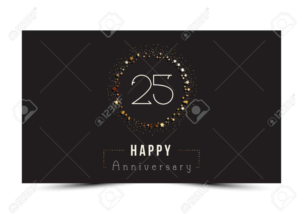 25 Years Happy Anniversary Card Template With Gold Stars. With Template For Anniversary Card