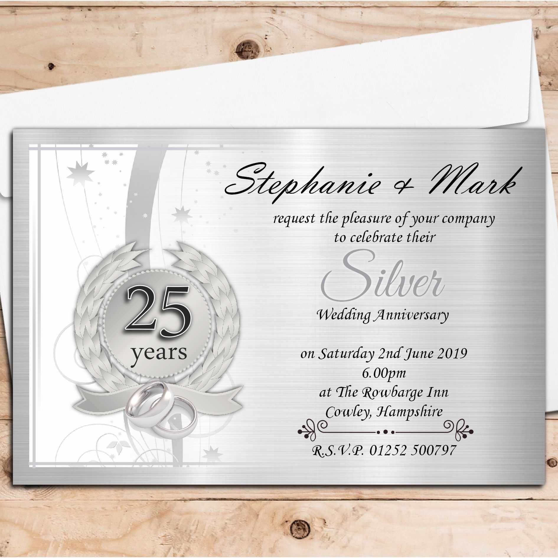 25Th Wedding Anniversary Invitations - Zohre With Death Anniversary Cards Templates