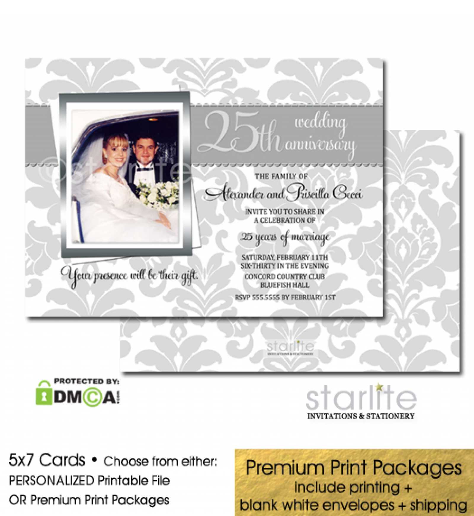 25Th Wedding Anniversary Invitations – Zohre Within Death Anniversary Cards Templates