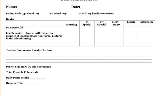 26 Images Of Student Daily Behavior Progress Report Template in Daily Behavior Report Template