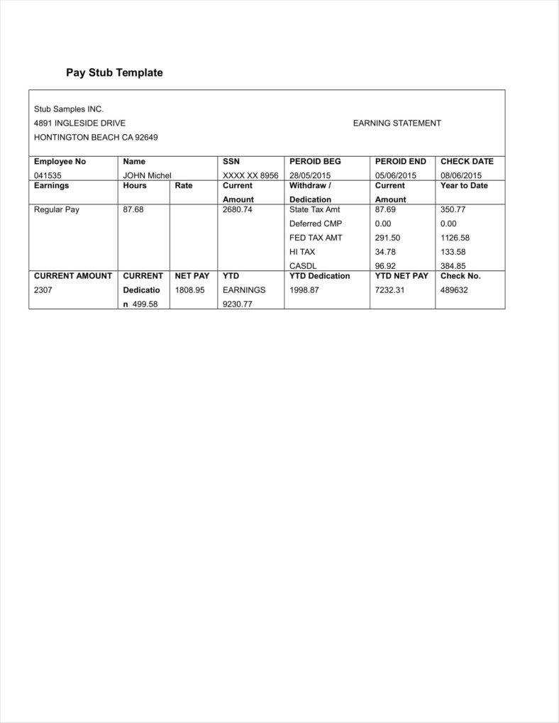 27+ Free Pay Stub Templates – Pdf, Doc, Xls Format Download Throughout Pay Stub Template Word Document