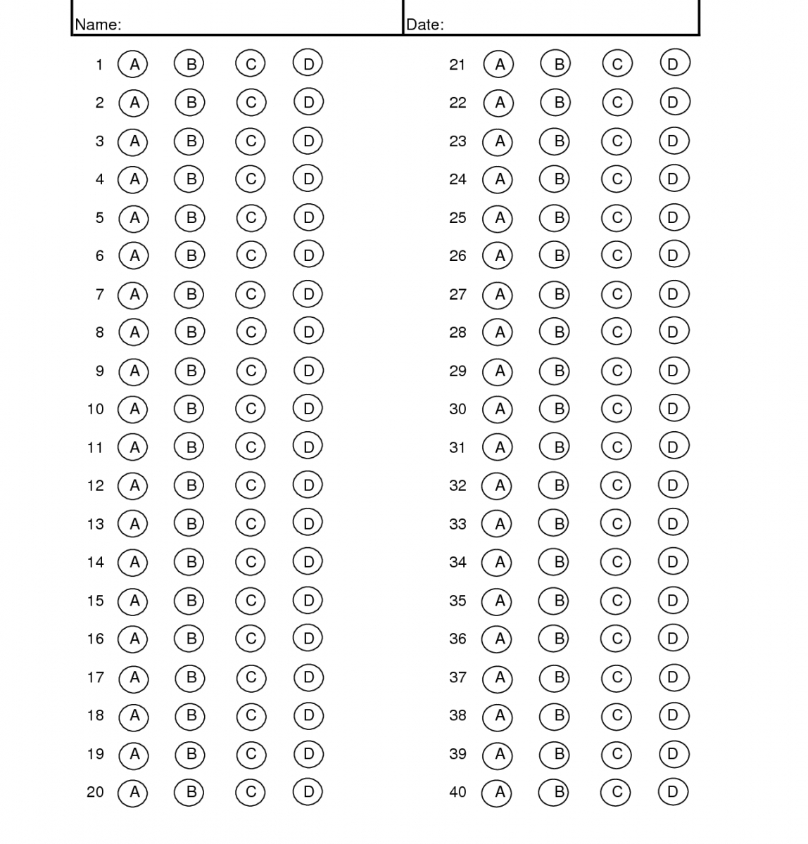 27 Images Of 100 Blank Answer Sheet Template Printable Regarding Blank Answer Sheet Template 1 100