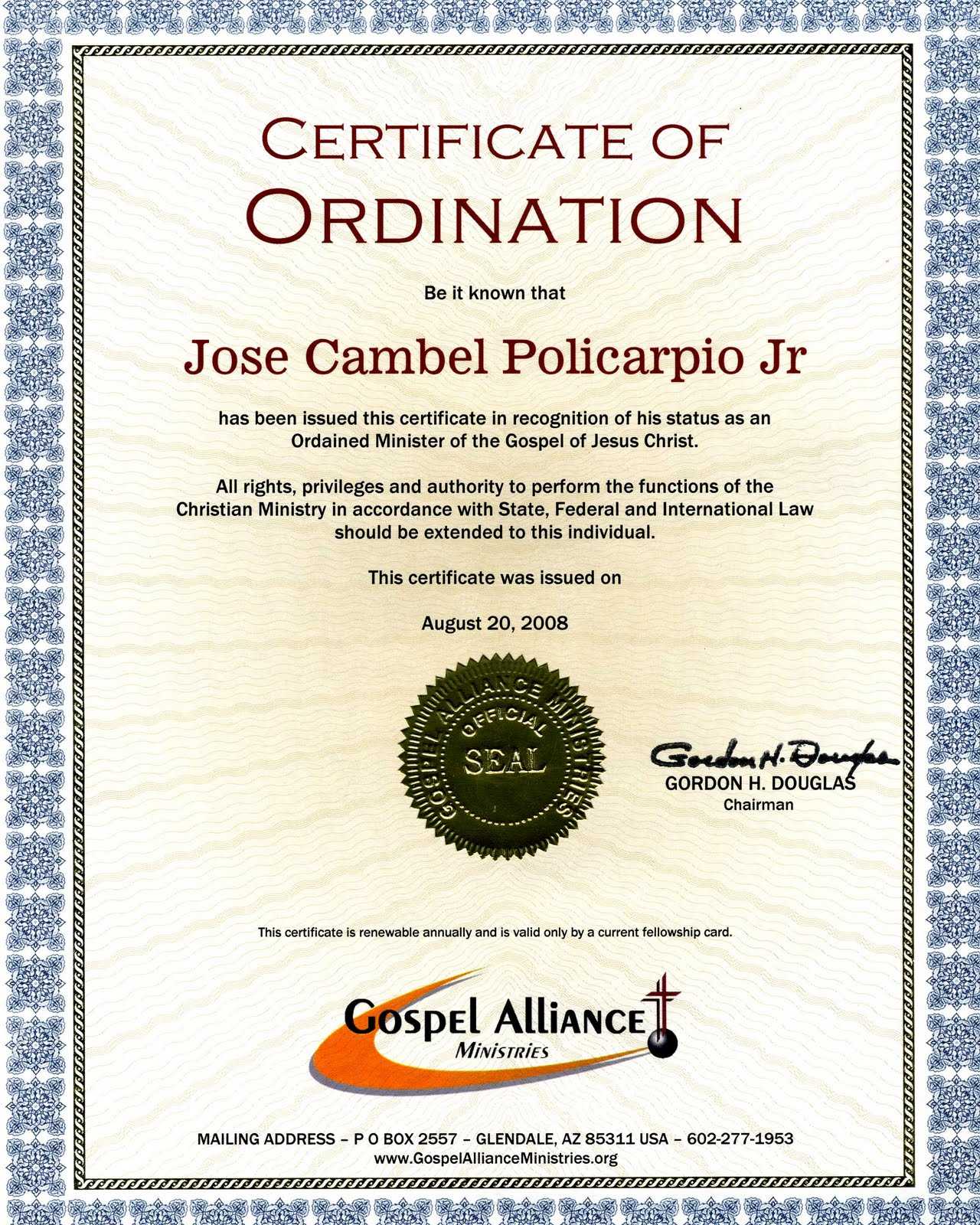 28+ [ Certificate Of Ordination Template ] | Elder Within Free Ordination Certificate Template