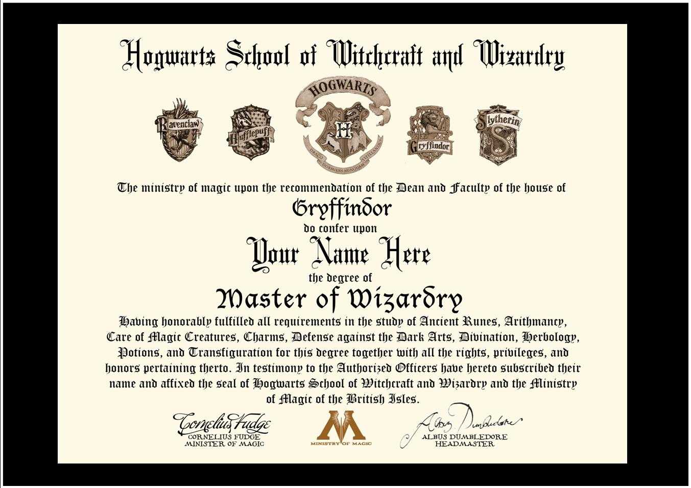 28+ [ Hogwarts Certificate Template ] | Hogwarts Acceptance Intended For Harry Potter Certificate Template