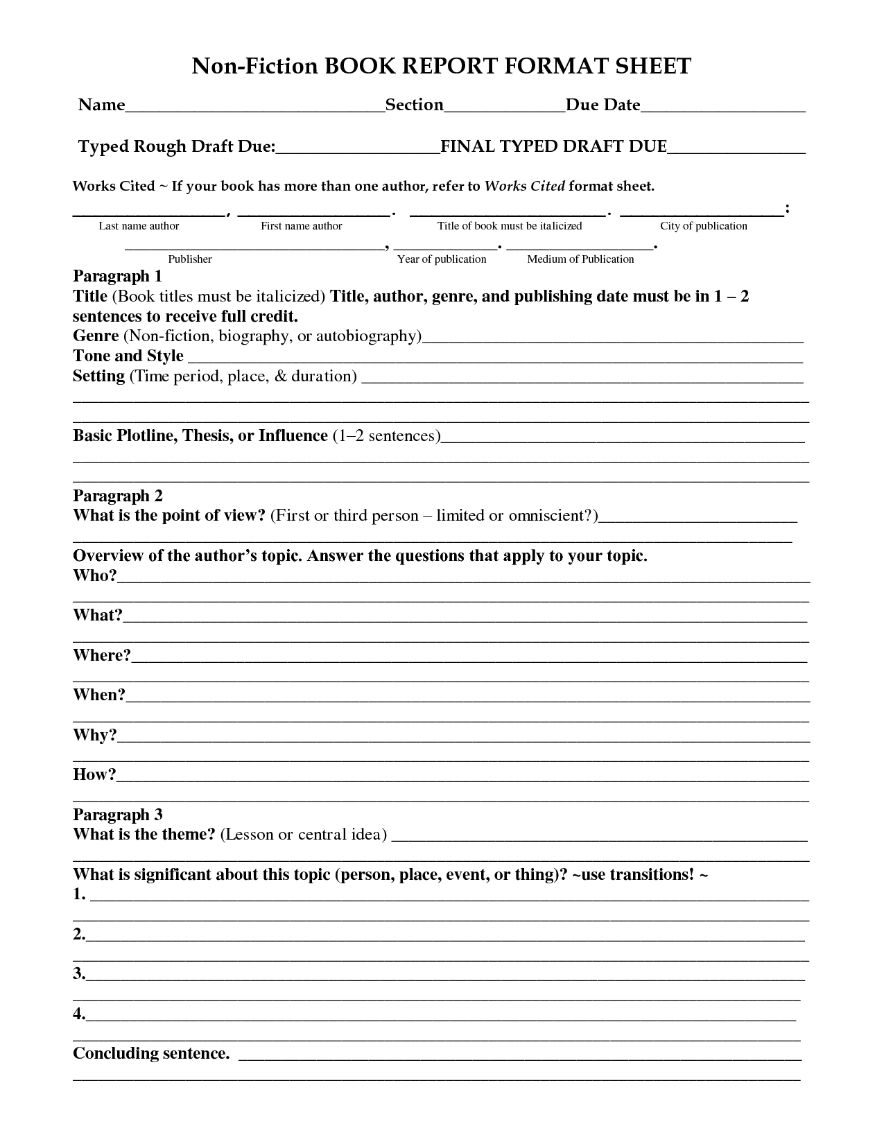 28 Images Of 5Th Grade Non Fiction Book Report Template Within Nonfiction Book Report Template