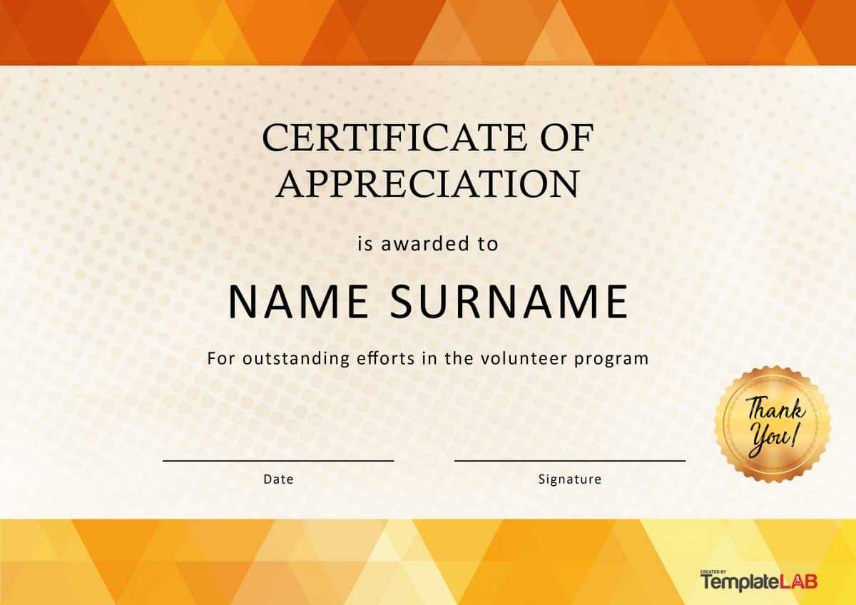 30 Free Certificate Of Appreciation Templates And Letters In Volunteer Certificate Templates