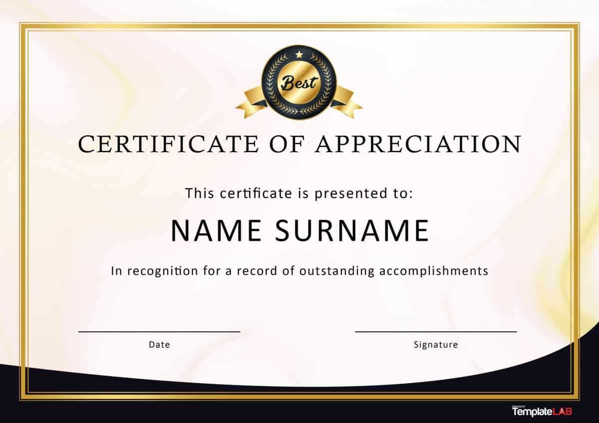 30 Free Certificate Of Appreciation Templates And Letters Throughout Certificate Of Recognition Word Template