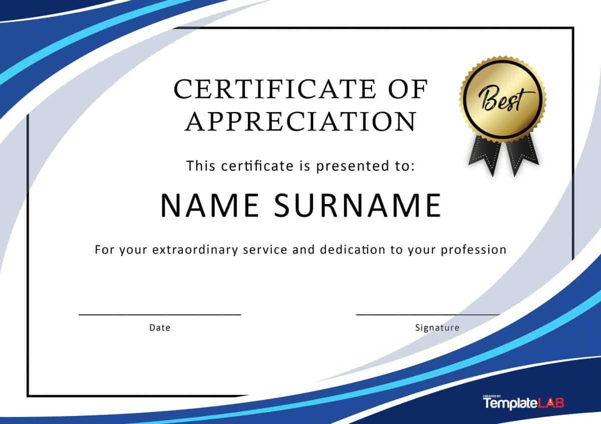 30 Free Certificate Of Appreciation Templates And Letters With Free Template For Certificate Of Recognition