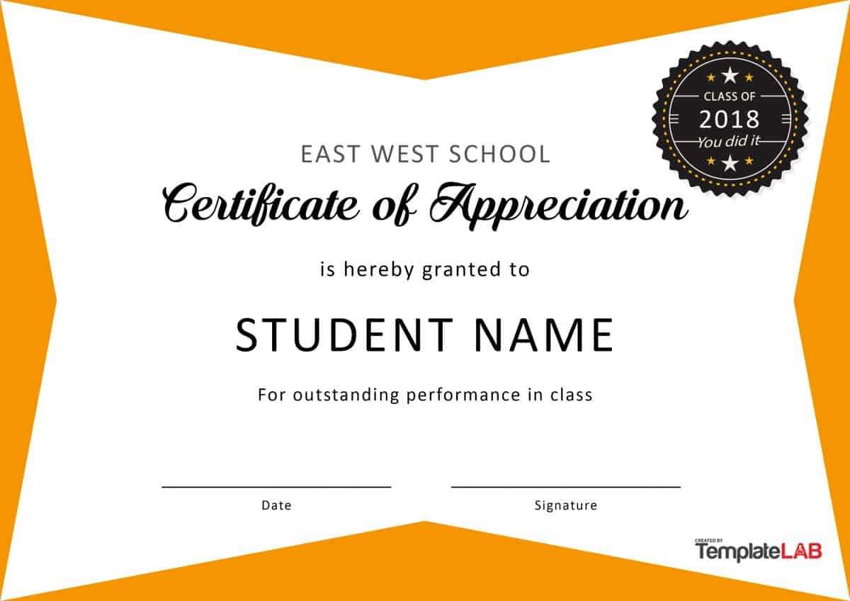 30 Free Certificate Of Appreciation Templates And Letters With Regard To Free Printable Student Of The Month Certificate Templates