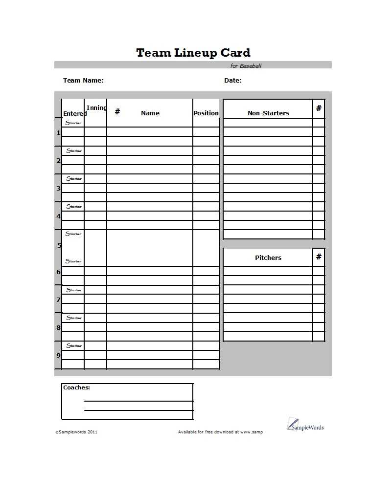 33 Printable Baseball Lineup Templates [Free Download] ᐅ Regarding Baseball Lineup Card Template