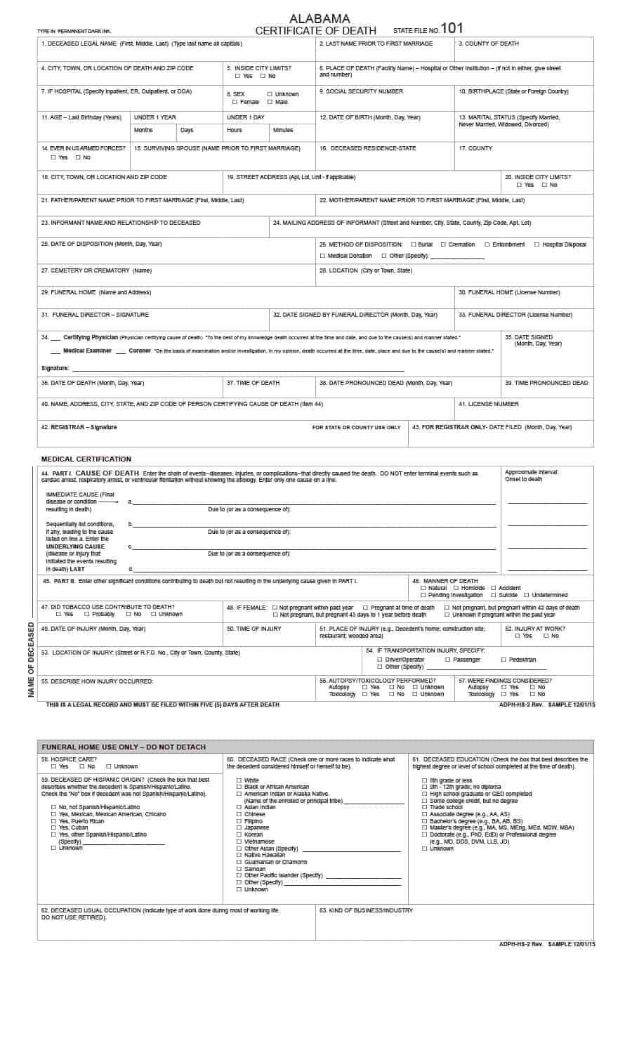 37 Blank Death Certificate Templates [100% Free] ᐅ Template Lab Pertaining To Blank Social Security Card Template Download