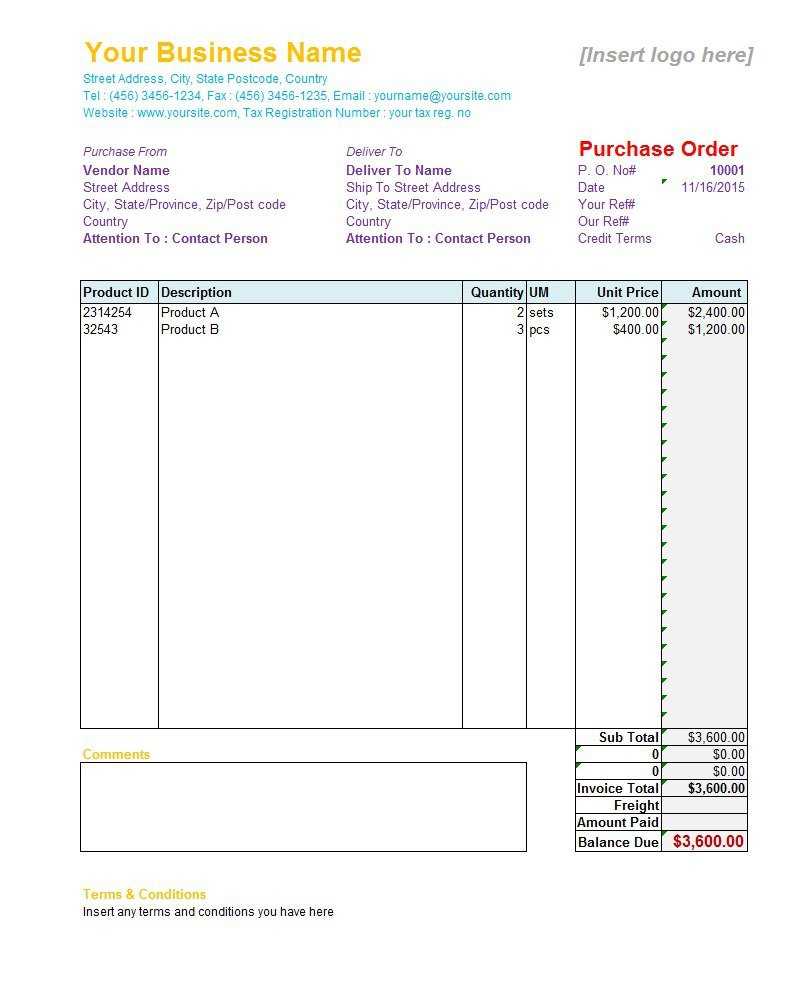 37 Free Purchase Order Templates In Word & Excel With Regard To Blank Money Order Template