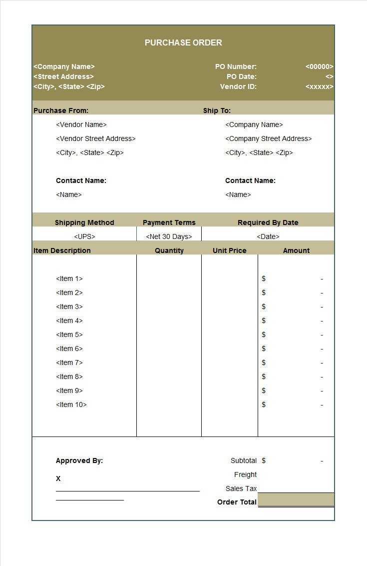 37 Free Purchase Order Templates In Word & Excel Within Blank Money Order Template