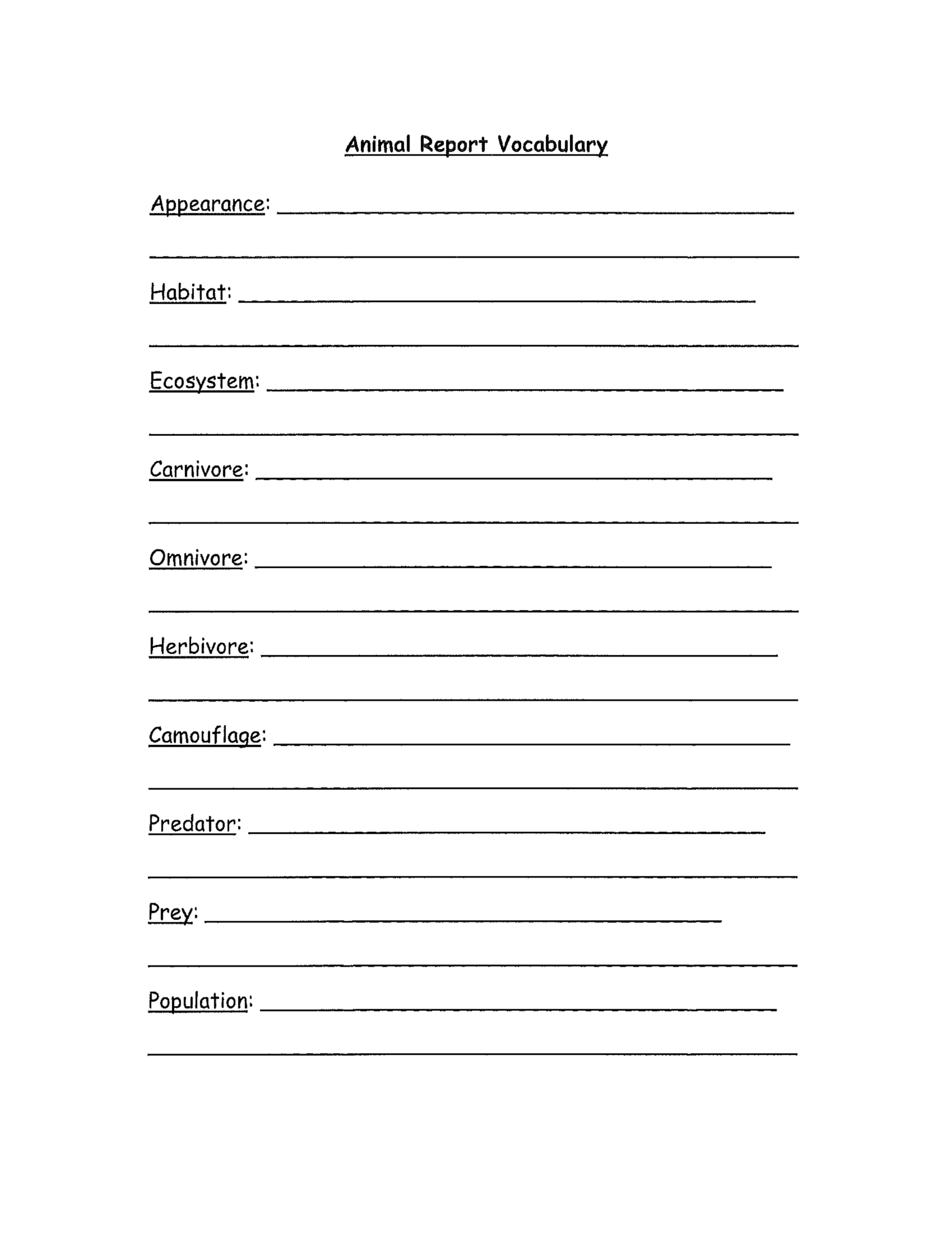 3Rd Grade Animal Report Template Free Download For Animal Report Template