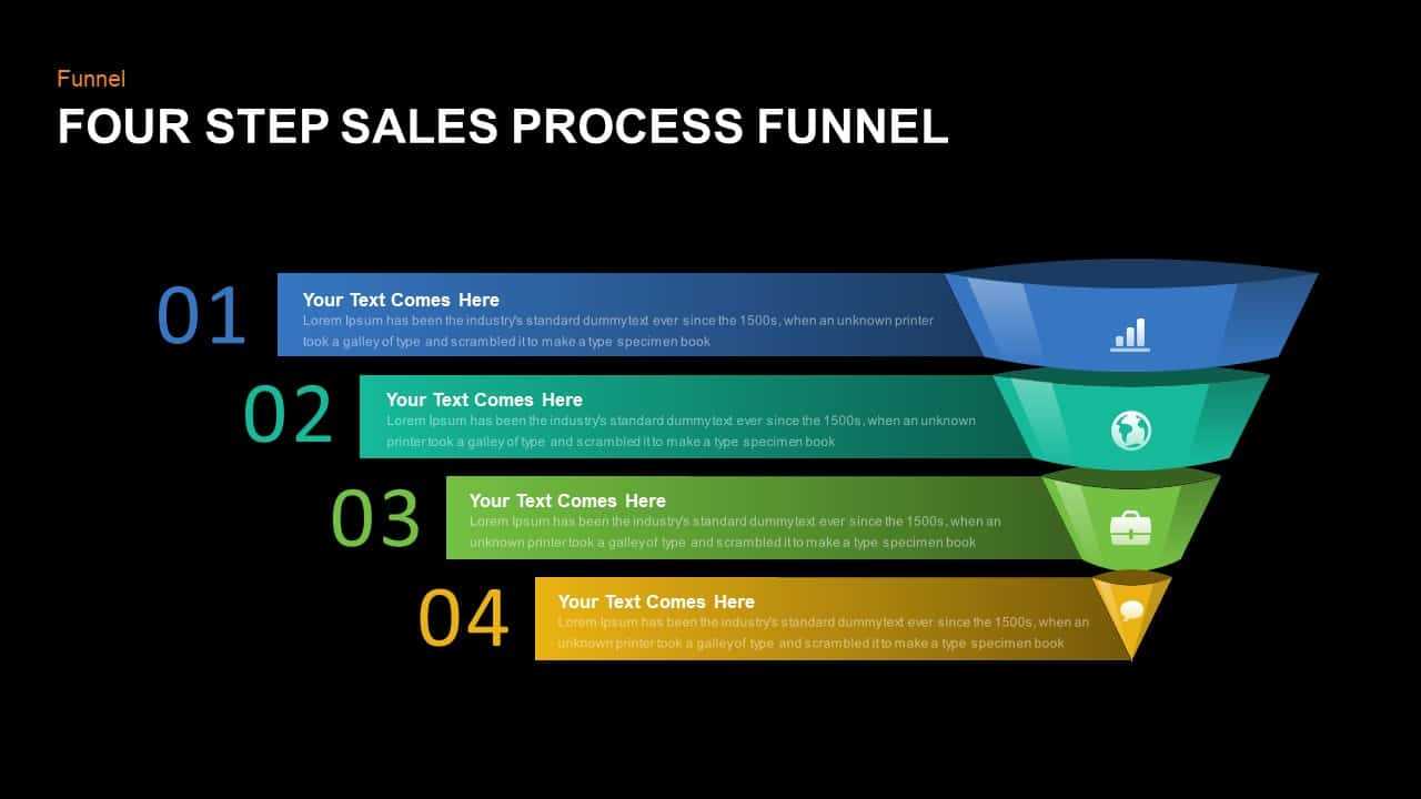 4 Step Sales Funnel Powerpoint Template And Keynote Slide For Sales Funnel Report Template