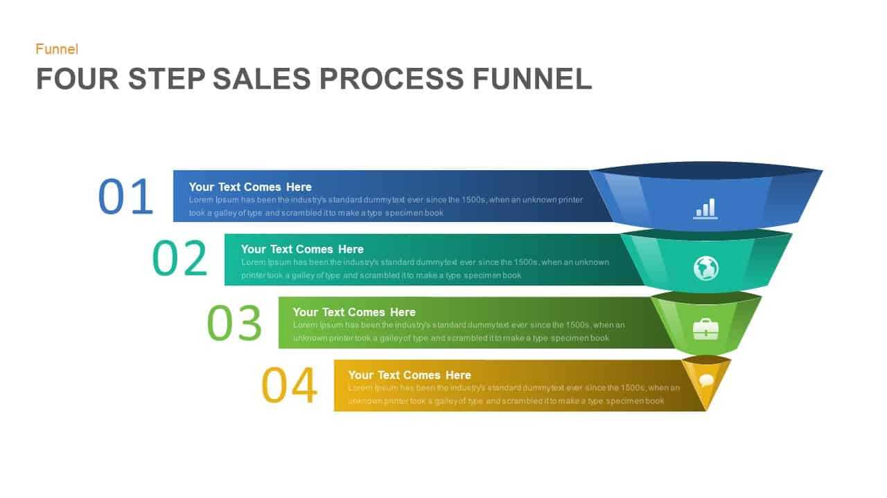 4 Step Sales Funnel Powerpoint Template And Keynote Slide For Sales Funnel Report Template
